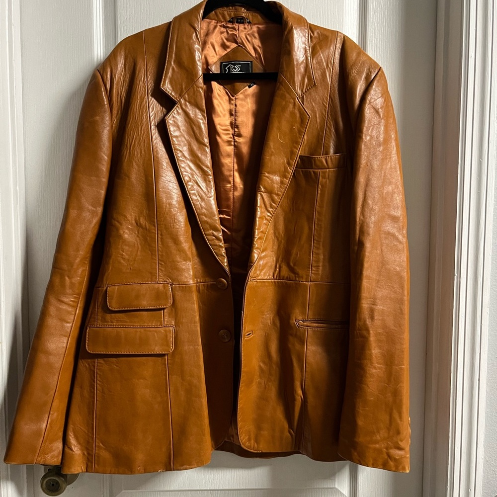 Vintage Cognac Leather Blazer
